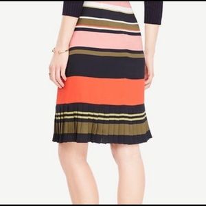 Ann Taylor Blue Flutter Striped Skirt